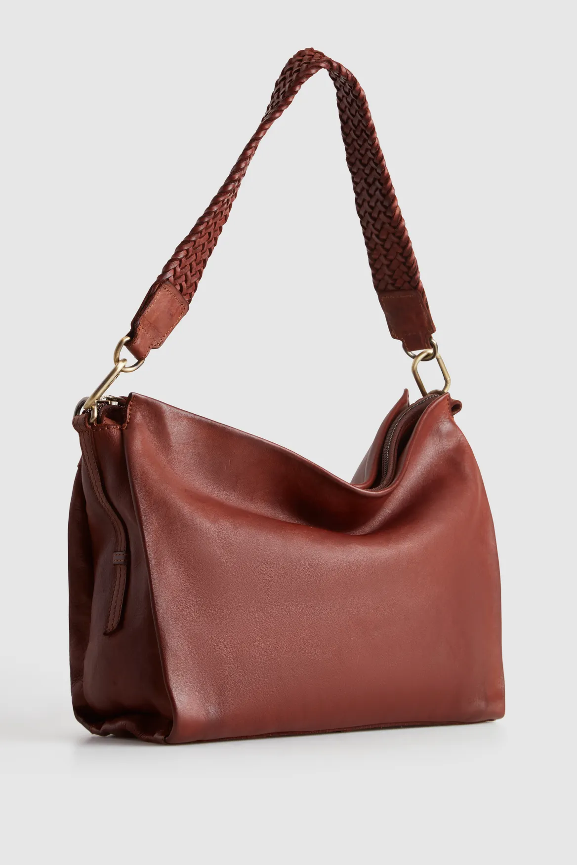 Bree Leather Braid Shoulder Bag Strandbags