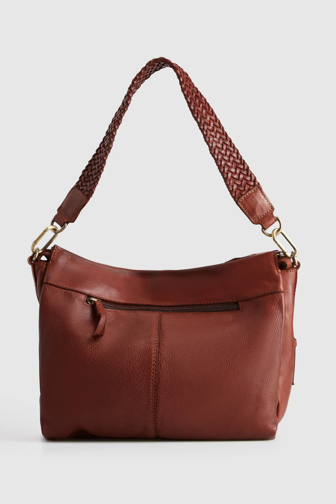 Bree Leather Braid Shoulder Bag Strandbags