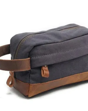 Cool Canvas Leather Mens Zipper Wristlet Bags Vintage Clutch Zipper Bags for Men
