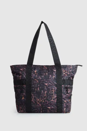 Gia Large Nylon Leopard Tote Bag Strandbags
