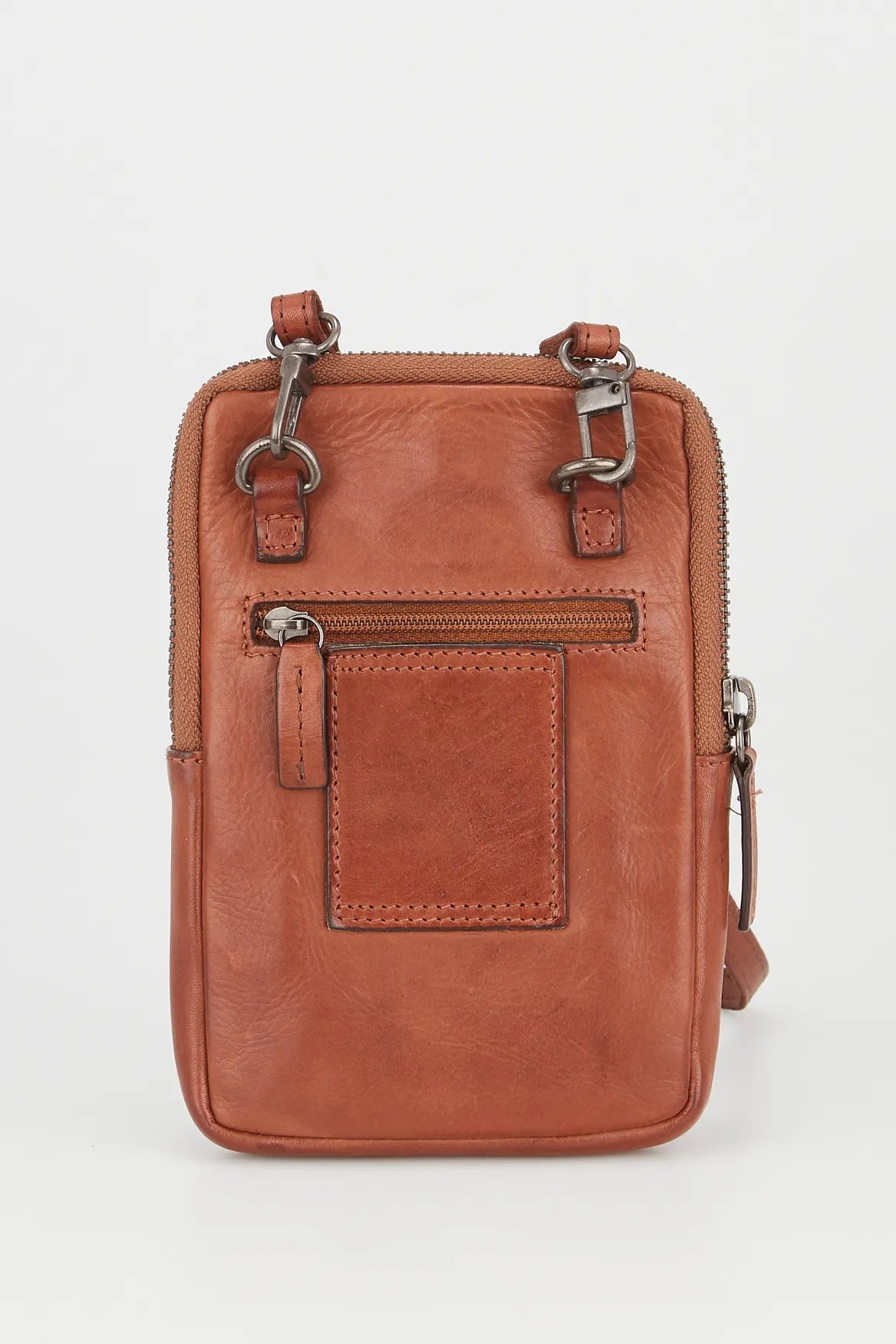 Leather Zip Top Phone Crossbody Strandbags