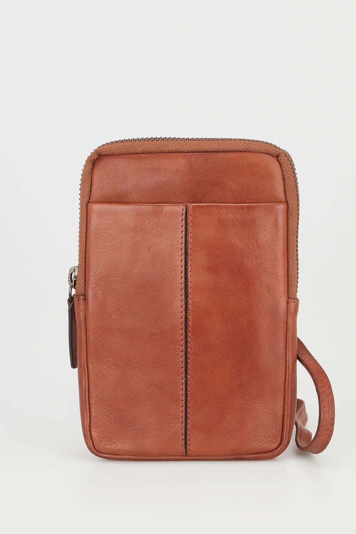Leather Zip Top Phone Crossbody Strandbags
