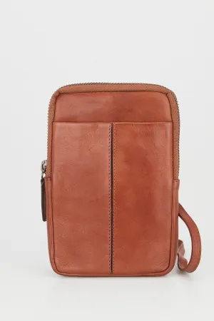 Leather Zip Top Phone Crossbody Strandbags