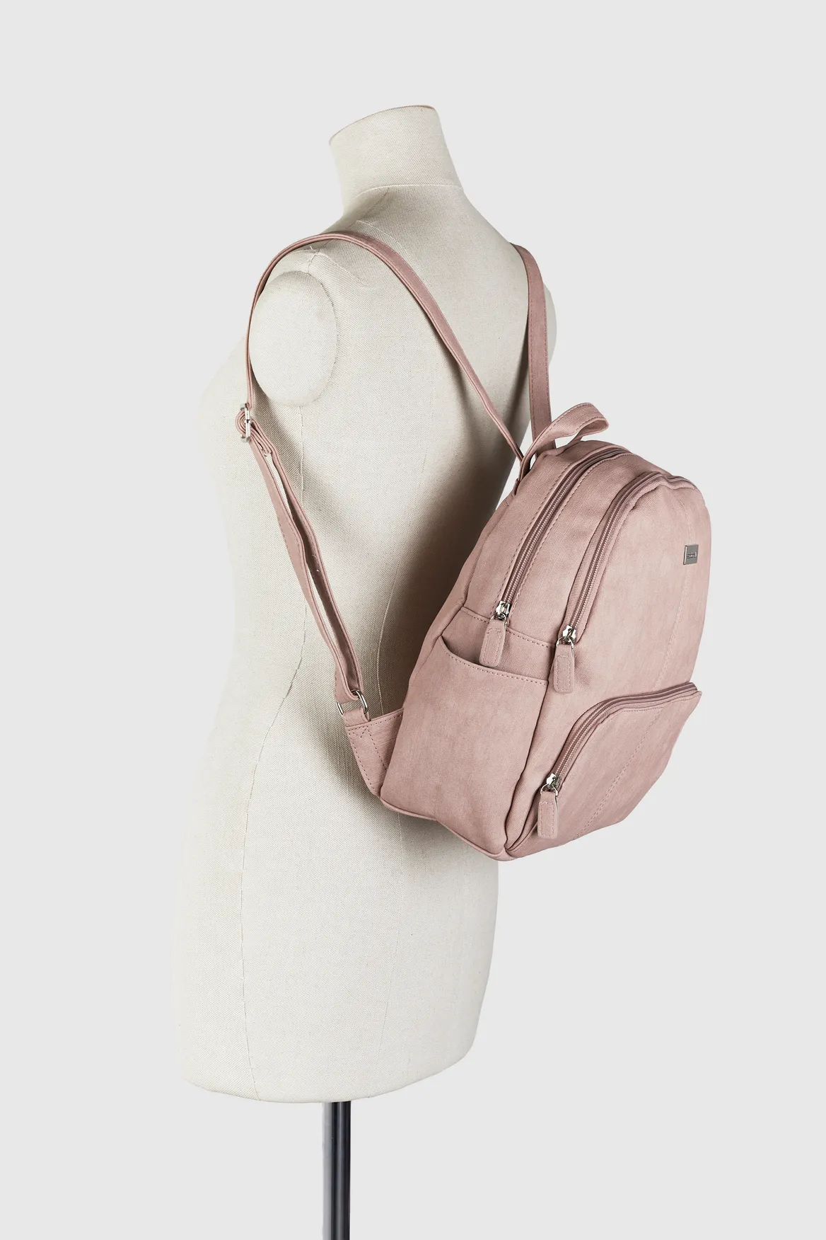 Linen Look Round Top Backpack Strandbags