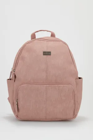 Linen Look Round Top Backpack Strandbags