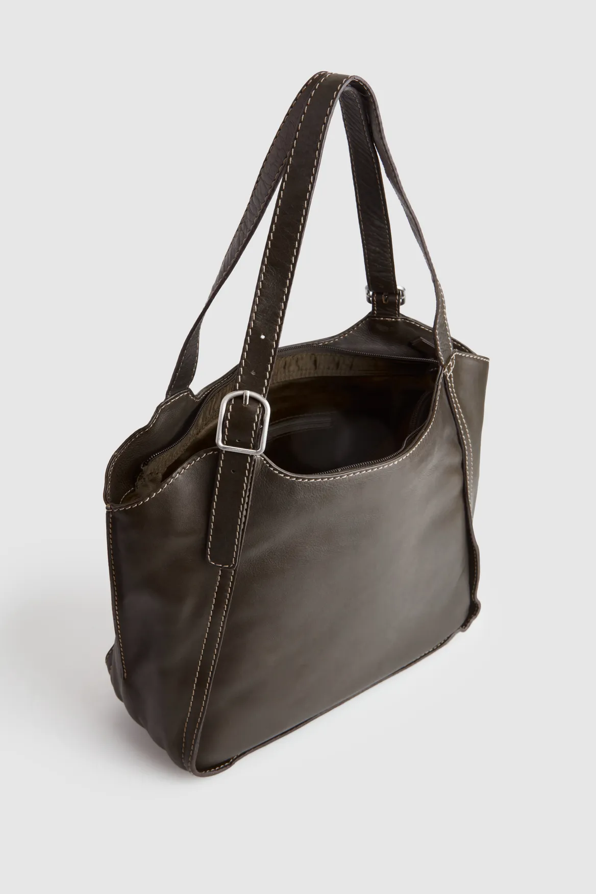 Maya Leather Buckle Tote Bag Strandbags