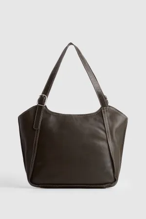 Maya Leather Buckle Tote Bag Strandbags