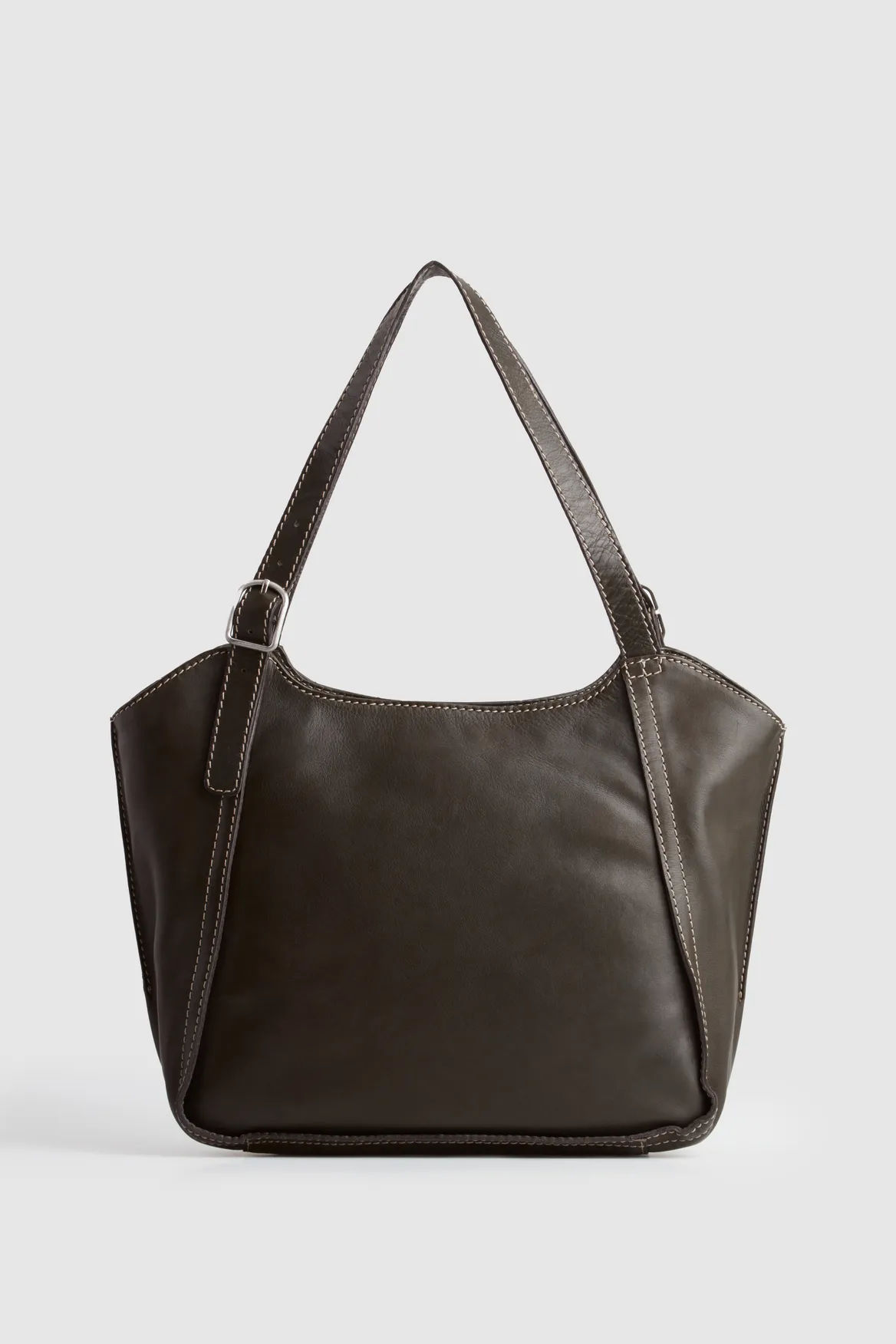 Maya Leather Buckle Tote Bag Strandbags