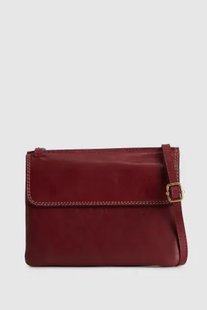 Maya Leather Double Flap Crossbody Strandbags